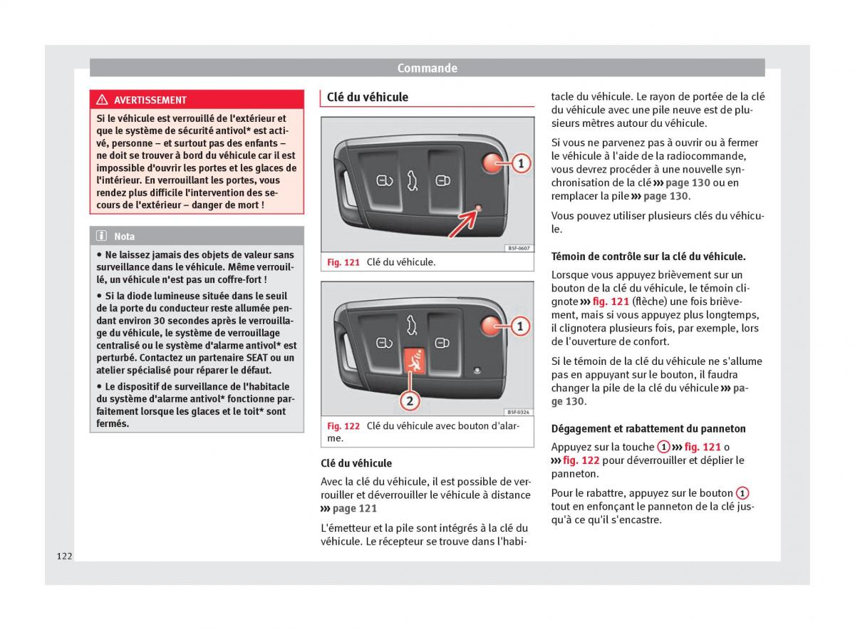 manuel du propriétaire  Seat Ateca manuel du proprietaire / page 124