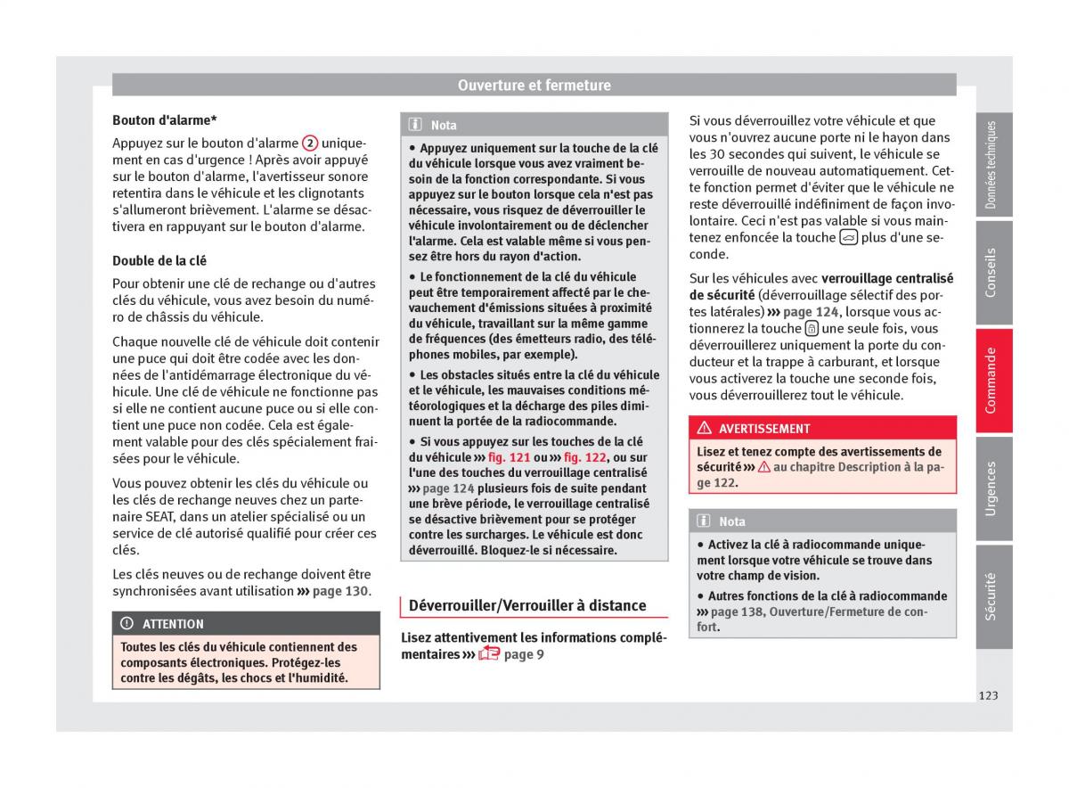 manuel du propriétaire  Seat Ateca manuel du proprietaire / page 125