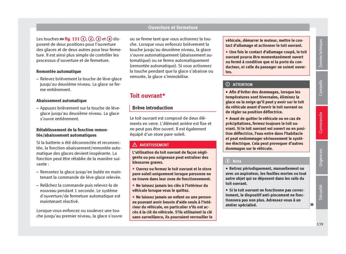 manuel du propriétaire  Seat Ateca manuel du proprietaire / page 141