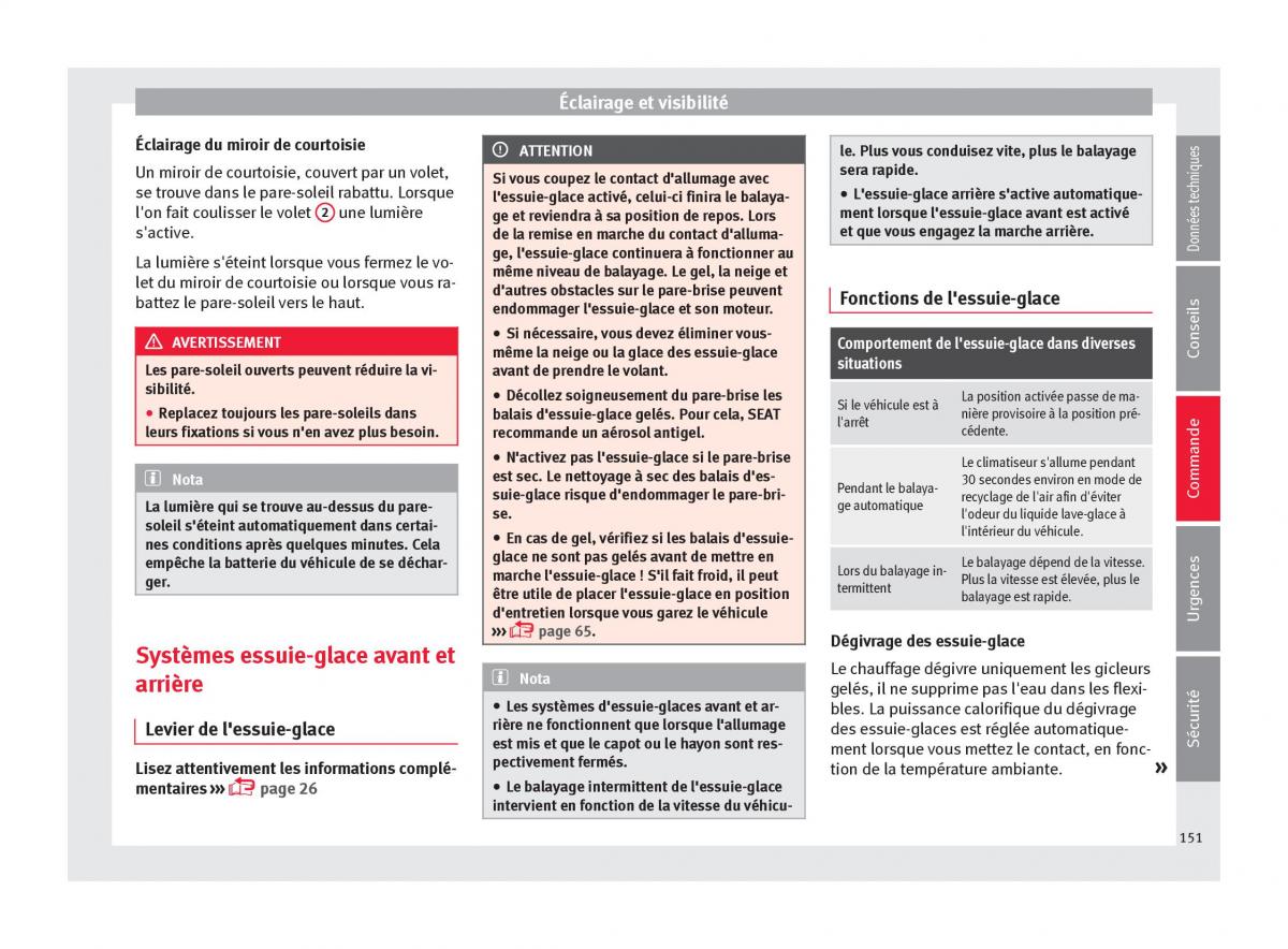 manuel du propriétaire  Seat Ateca manuel du proprietaire / page 153