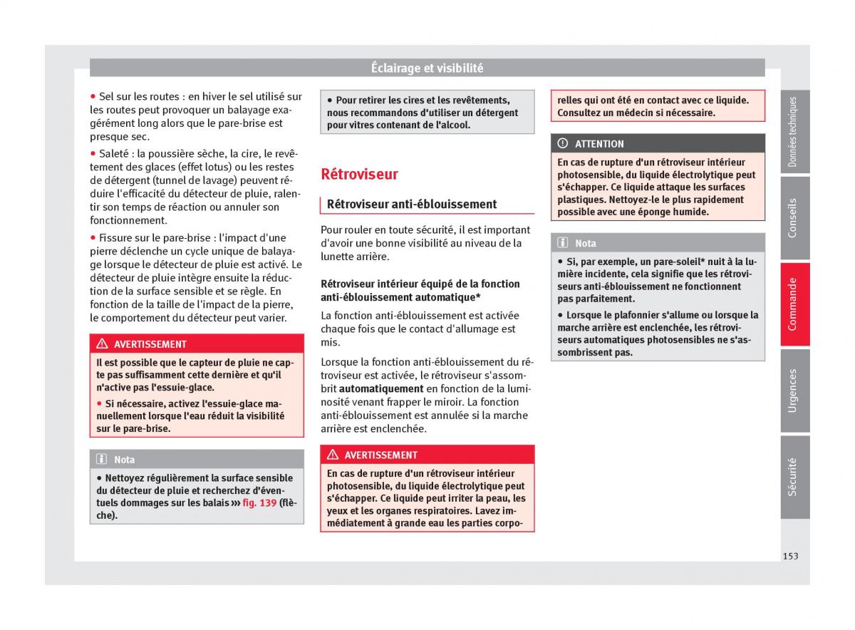 manuel du propriétaire  Seat Ateca manuel du proprietaire / page 155