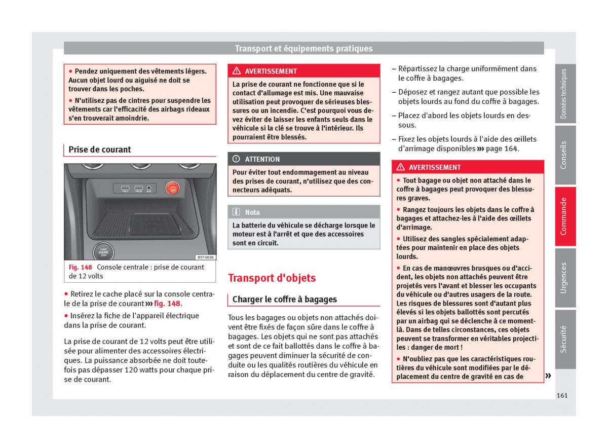 manuel du propriétaire  Seat Ateca manuel du proprietaire / page 163