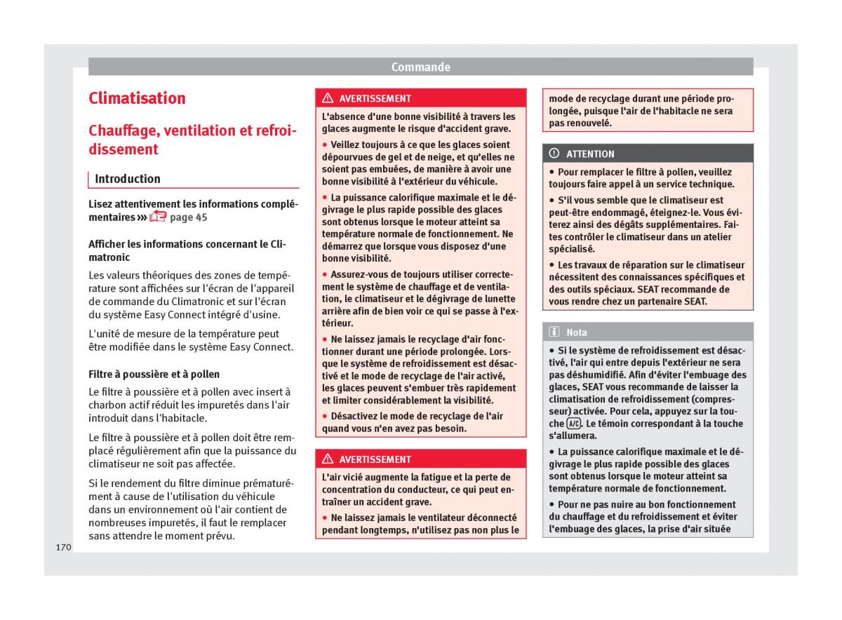 Seat Ateca manuel du proprietaire / page 172