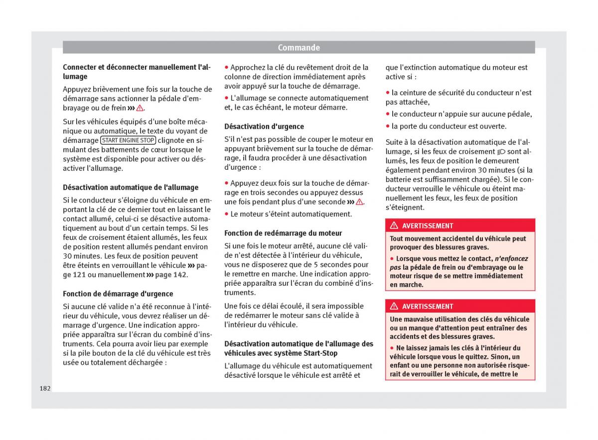 manuel du propriétaire  Seat Ateca manuel du proprietaire / page 184