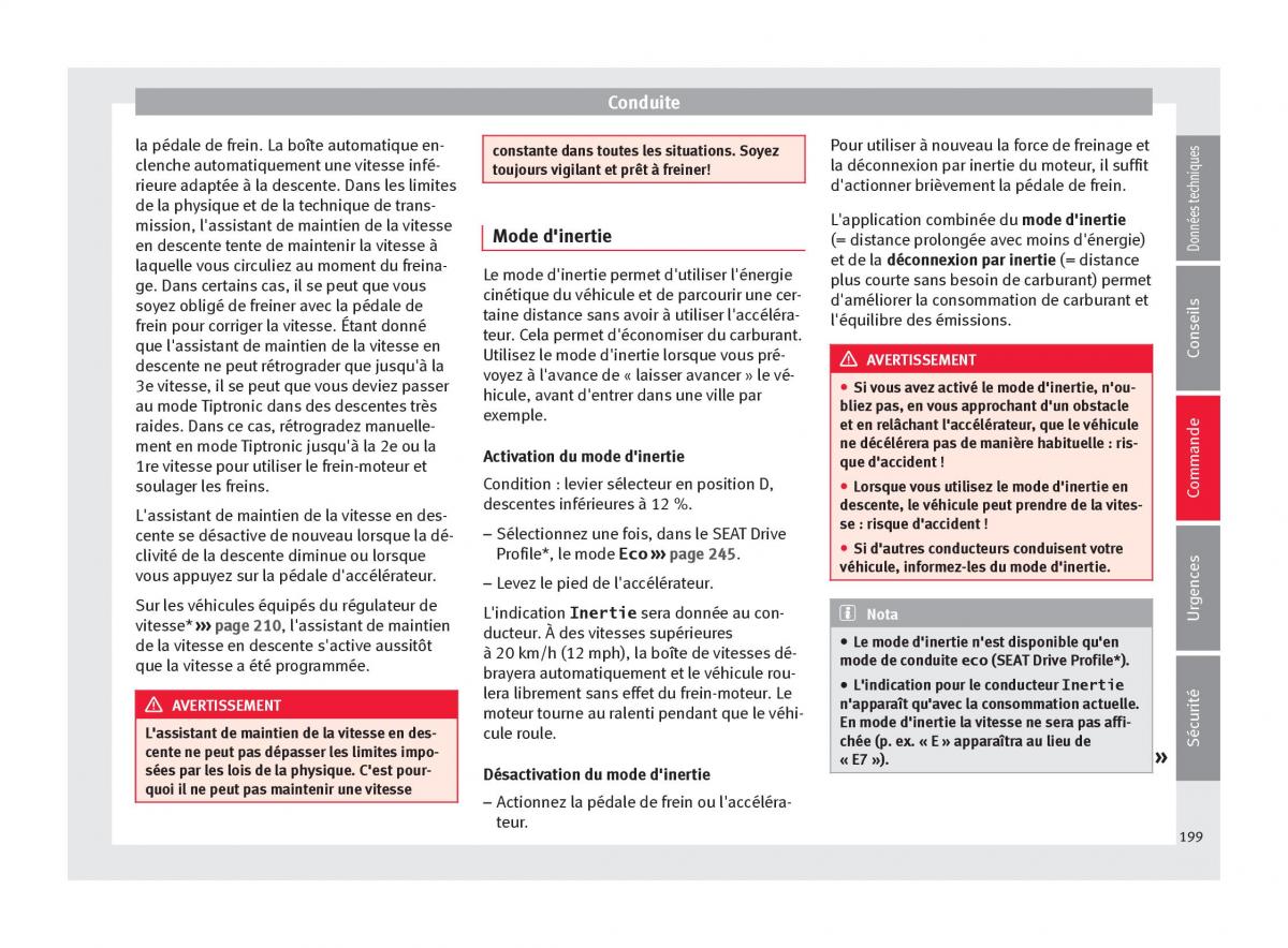 Seat Ateca manuel du proprietaire / page 201