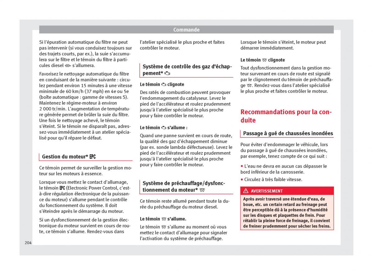 manuel du propriétaire  Seat Ateca manuel du proprietaire / page 206