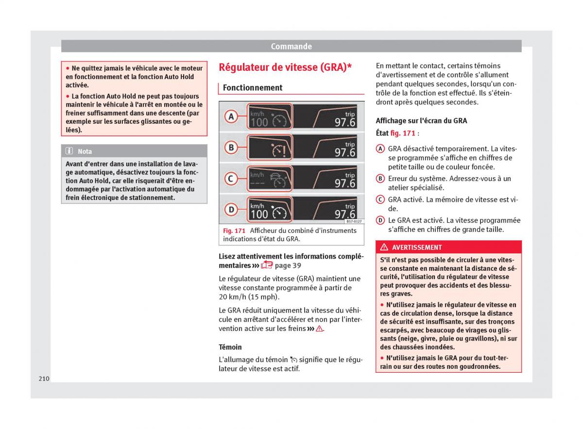 manuel du propriétaire  Seat Ateca manuel du proprietaire / page 212