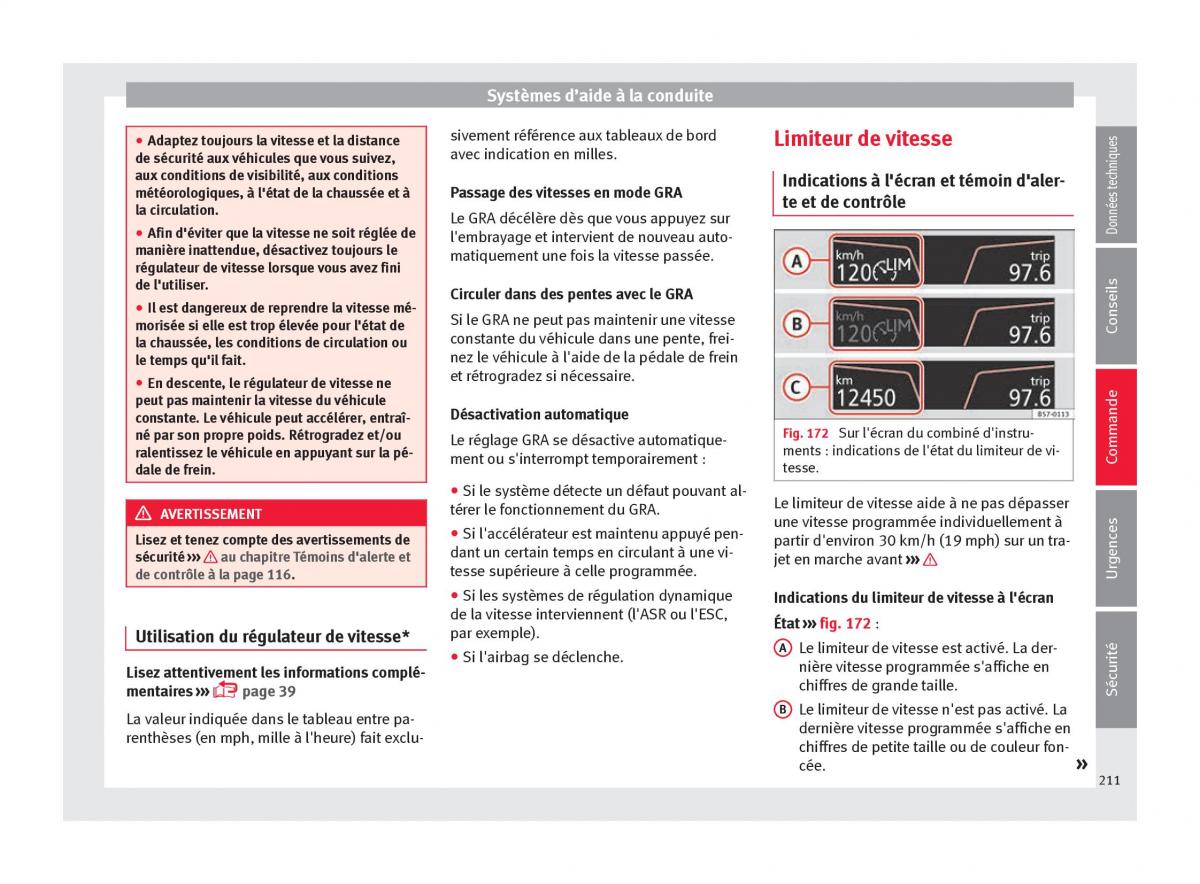 manuel du propriétaire  Seat Ateca manuel du proprietaire / page 213