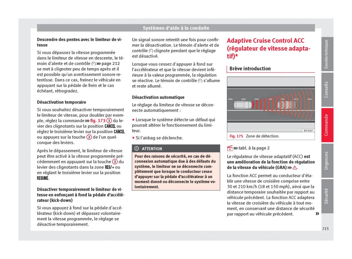 manuel du propriétaire  Seat Ateca manuel du proprietaire / page 217