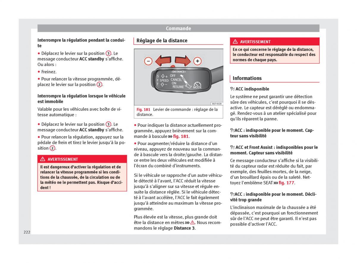 manuel du propriétaire  Seat Ateca manuel du proprietaire / page 224