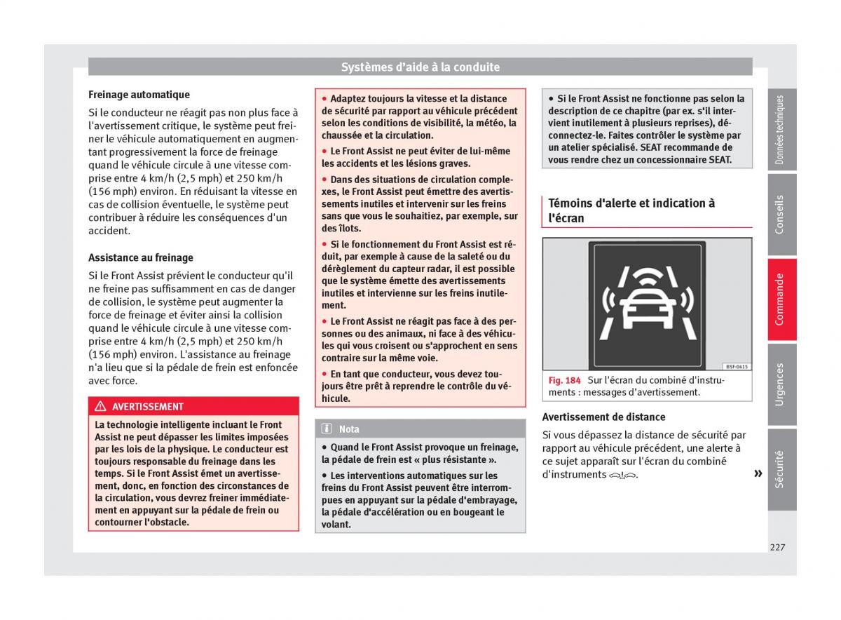 manuel du propriétaire  Seat Ateca manuel du proprietaire / page 229