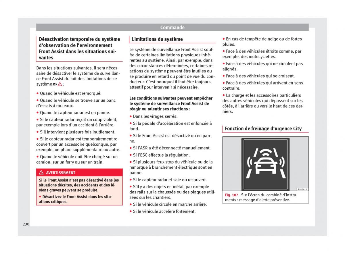 manuel du propriétaire  Seat Ateca manuel du proprietaire / page 232