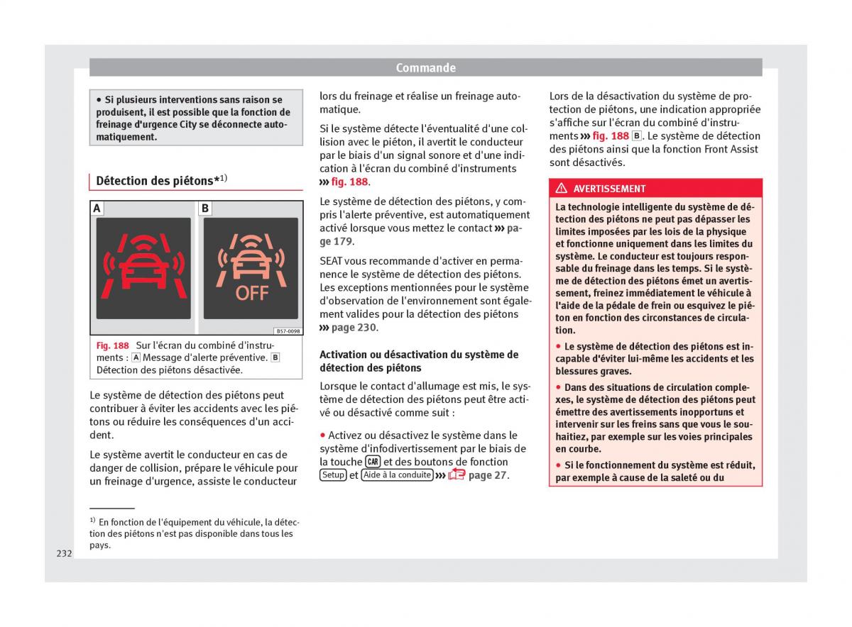 manuel du propriétaire  Seat Ateca manuel du proprietaire / page 234