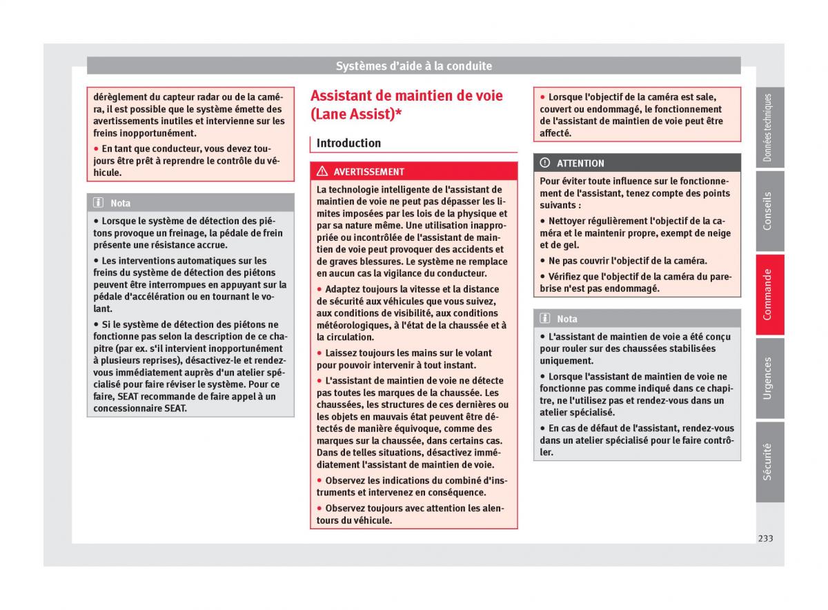 manuel du propriétaire  Seat Ateca manuel du proprietaire / page 235