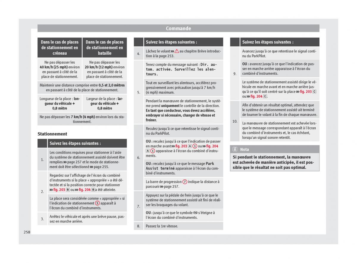 manuel du propriétaire  Seat Ateca manuel du proprietaire / page 260