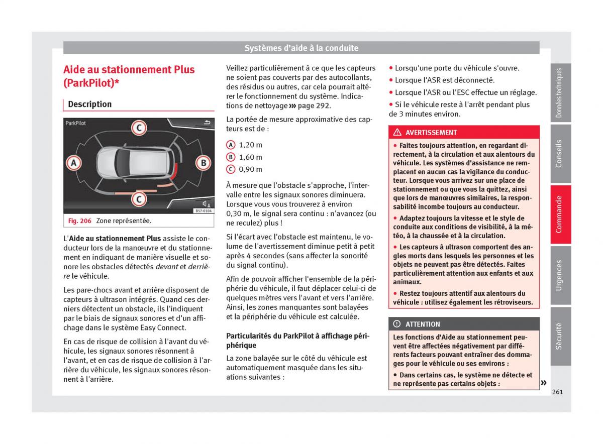 manuel du propriétaire  Seat Ateca manuel du proprietaire / page 263