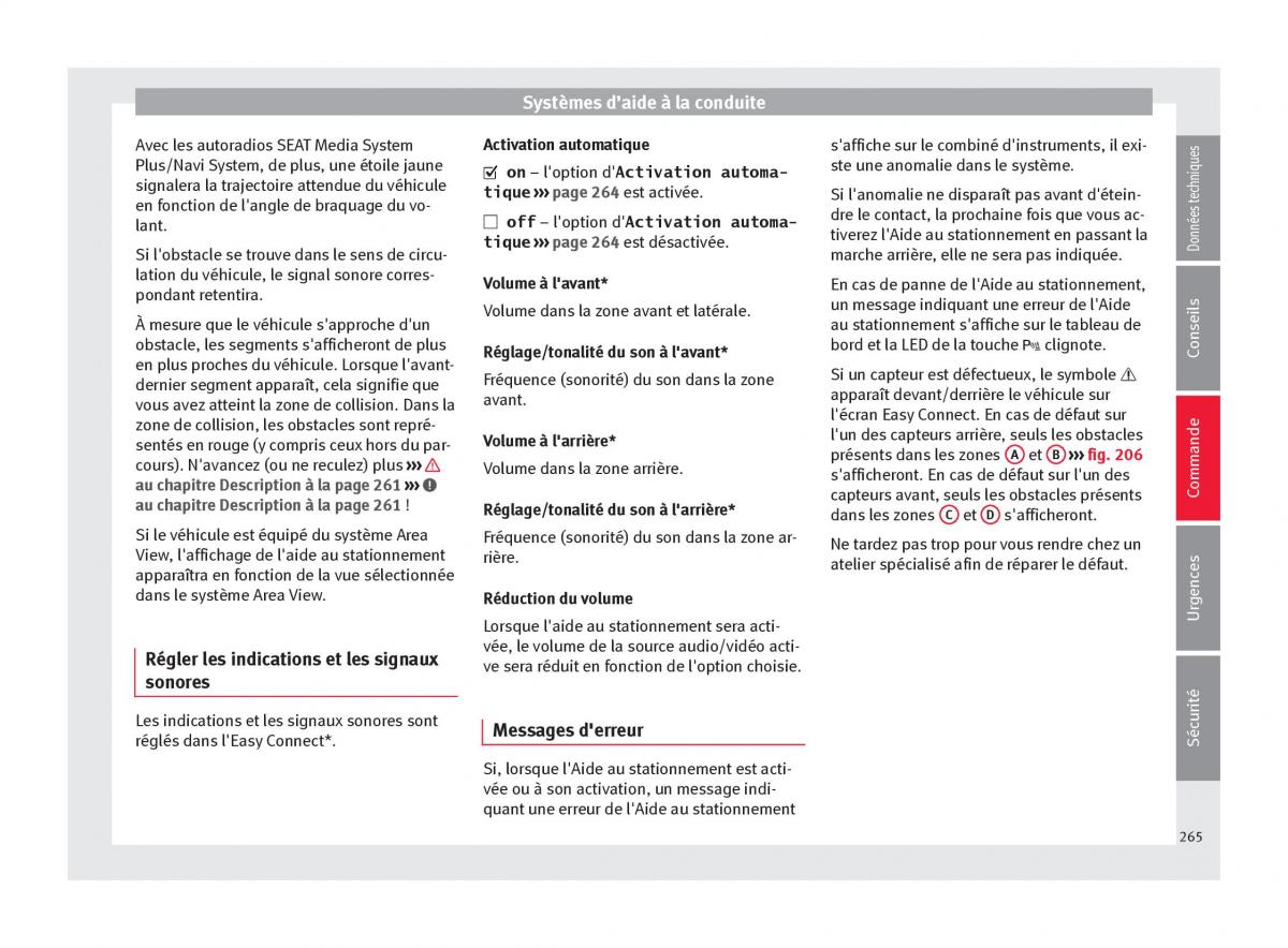 manuel du propriétaire  Seat Ateca manuel du proprietaire / page 267