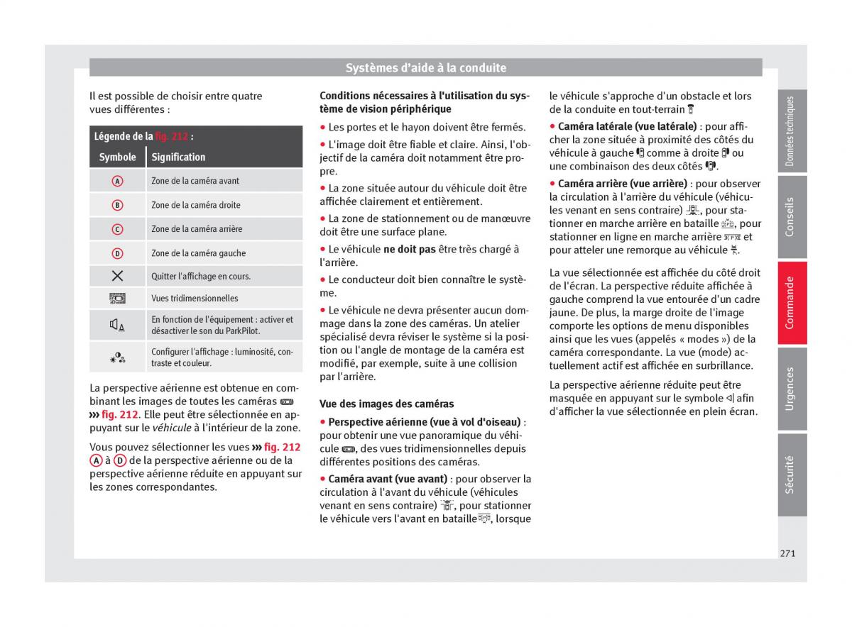 manuel du propriétaire  Seat Ateca manuel du proprietaire / page 273