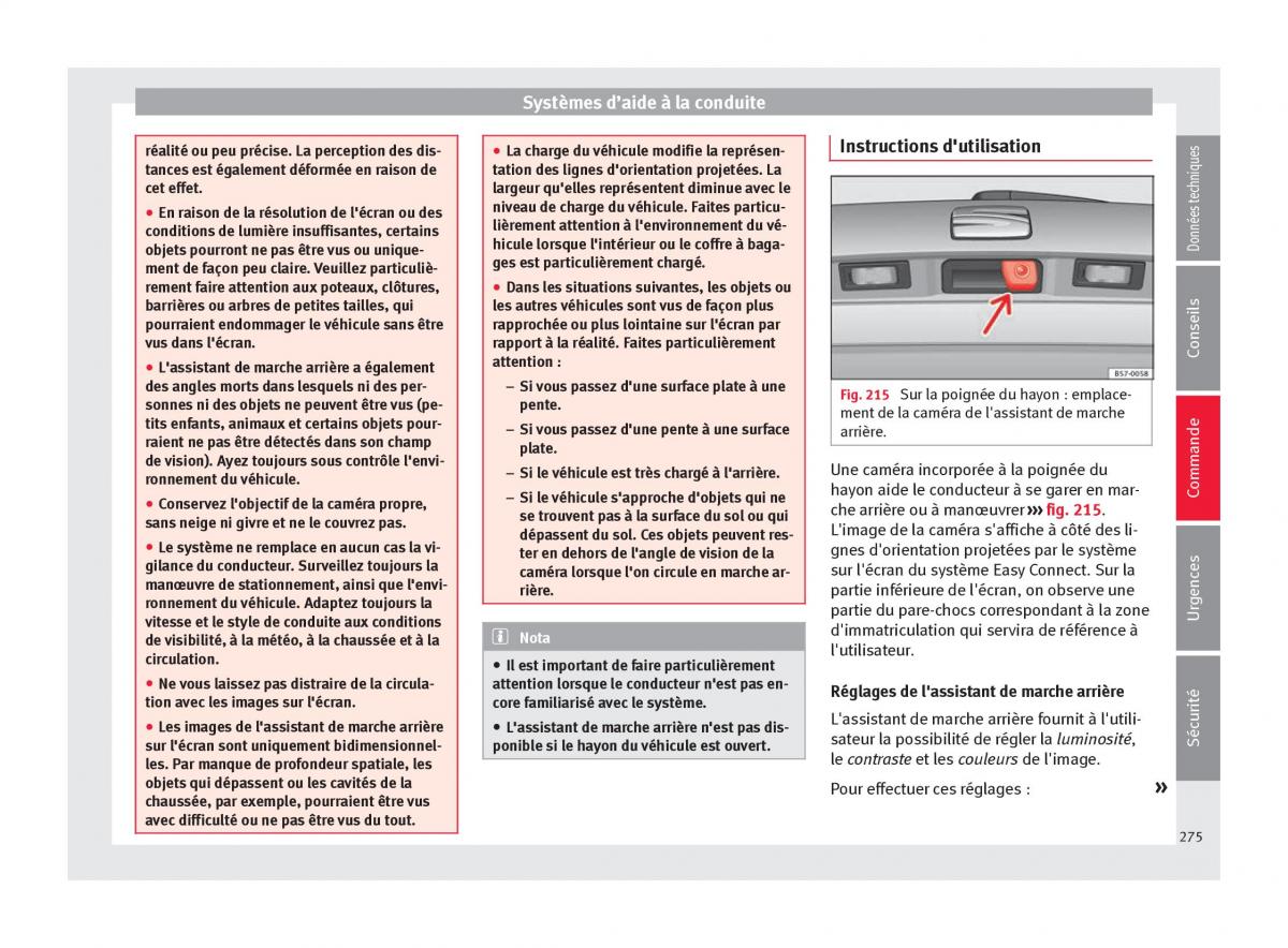 Seat Ateca manuel du proprietaire / page 277