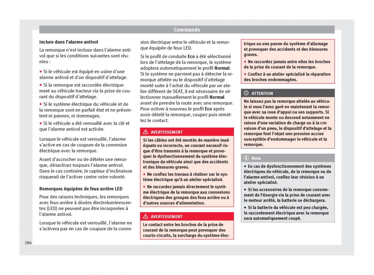 manuel du propriétaire  Seat Ateca manuel du proprietaire / page 286