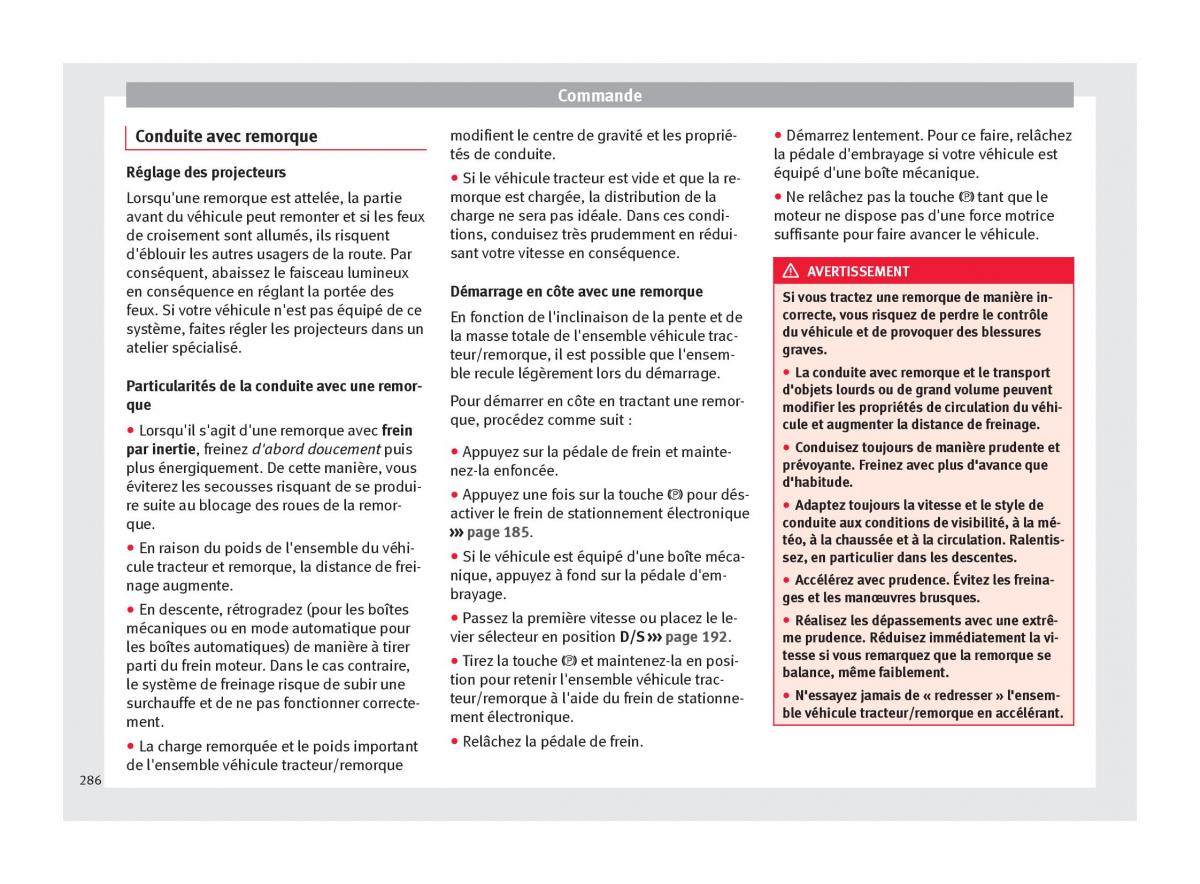 manuel du propriétaire  Seat Ateca manuel du proprietaire / page 288