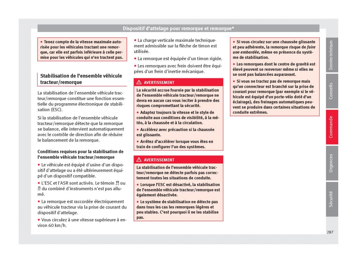 Seat Ateca manuel du proprietaire / page 289