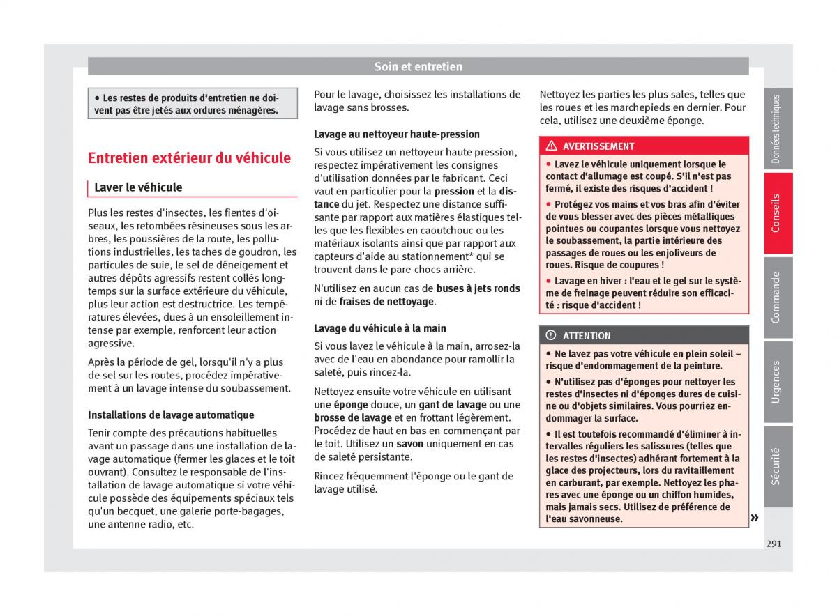 manuel du propriétaire  Seat Ateca manuel du proprietaire / page 293