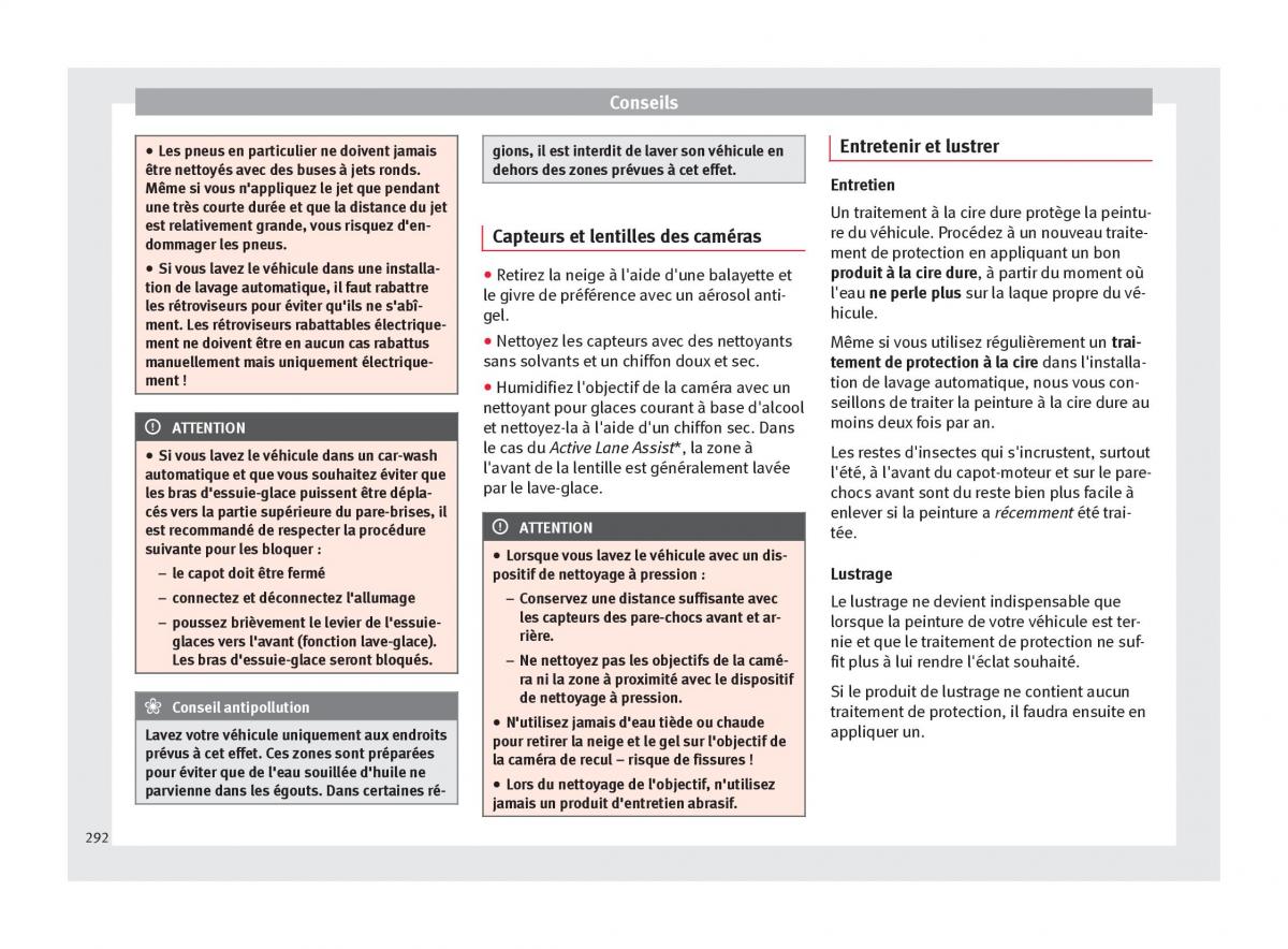 manuel du propriétaire  Seat Ateca manuel du proprietaire / page 294