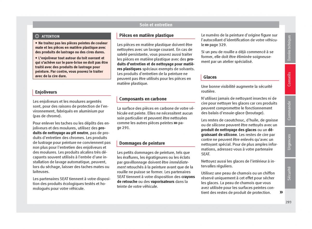 manuel du propriétaire  Seat Ateca manuel du proprietaire / page 295