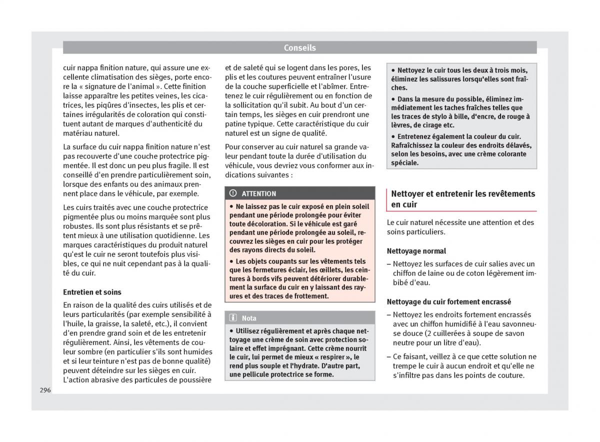 manuel du propriétaire  Seat Ateca manuel du proprietaire / page 298