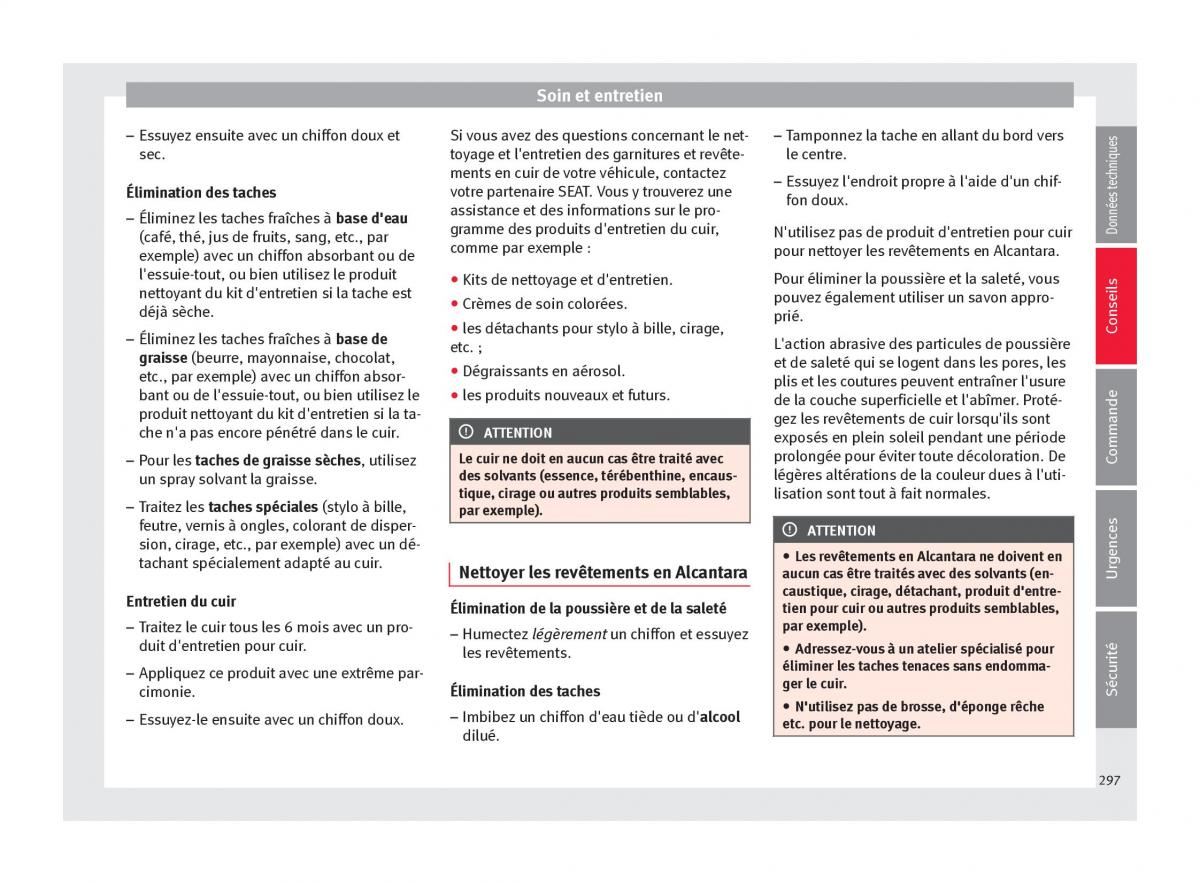 manuel du propriétaire  Seat Ateca manuel du proprietaire / page 299