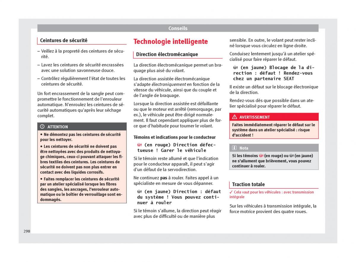 manuel du propriétaire  Seat Ateca manuel du proprietaire / page 300