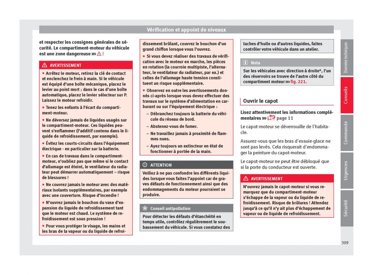 Seat Ateca manuel du proprietaire / page 311