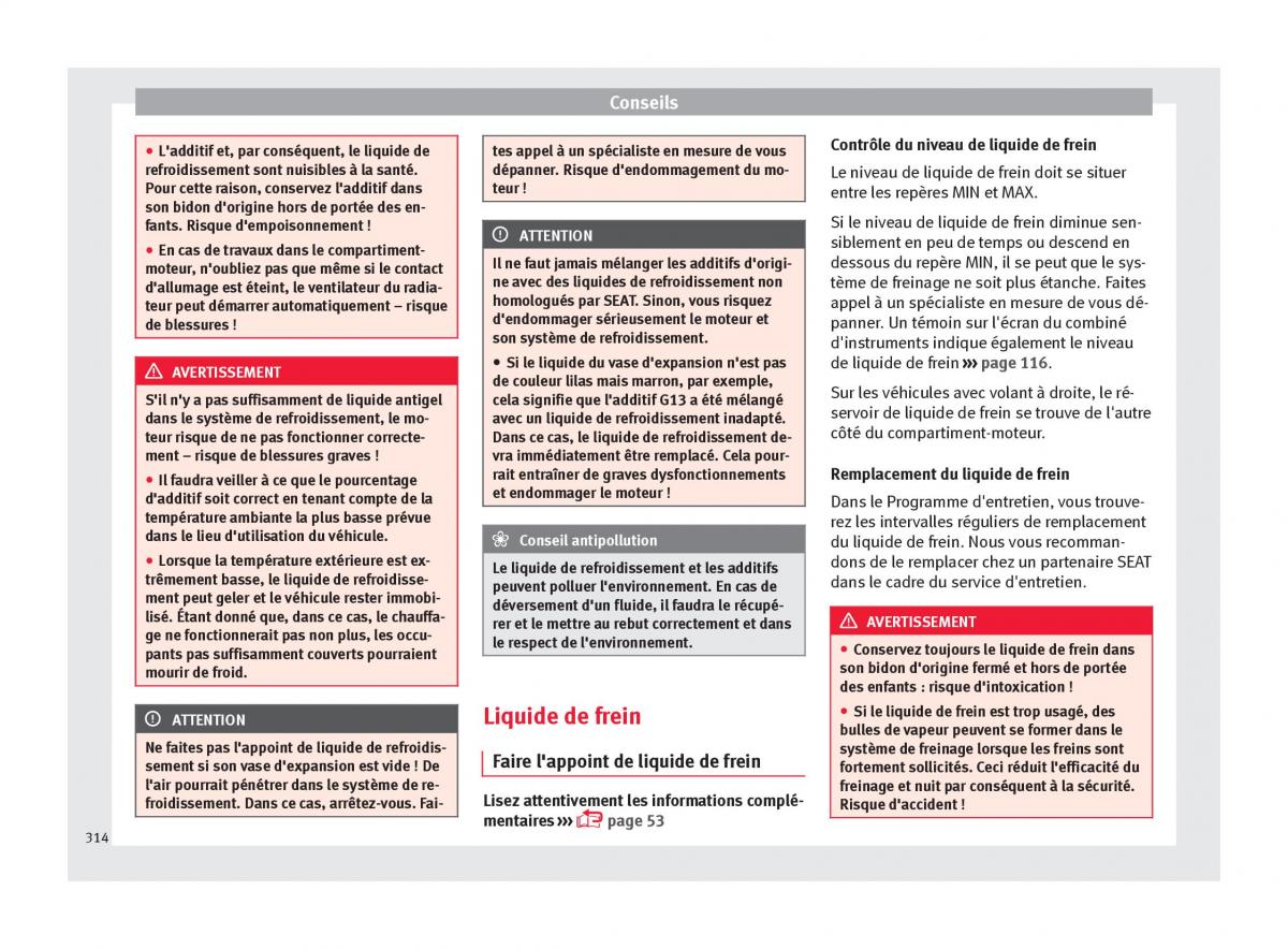 manuel du propriétaire  Seat Ateca manuel du proprietaire / page 316