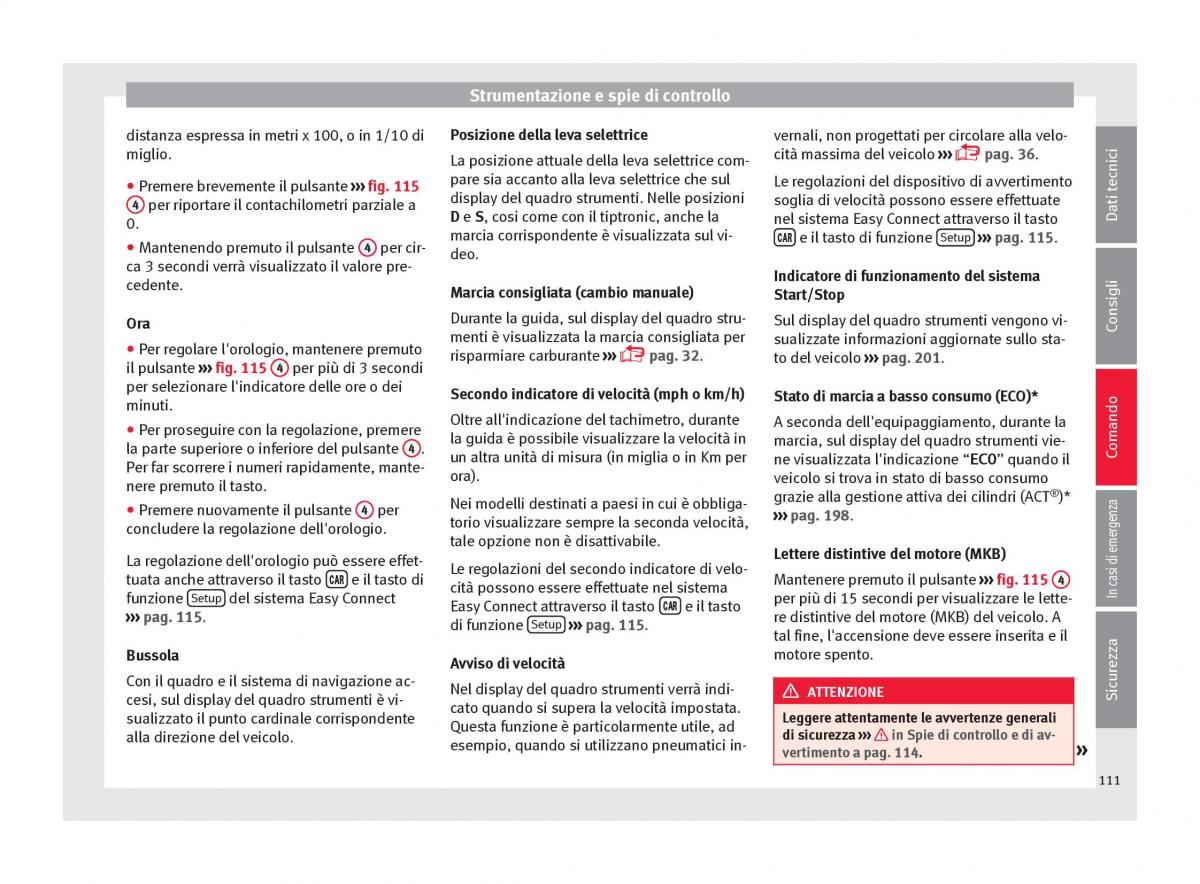 Seat Ateca manuale del proprietario / page 113