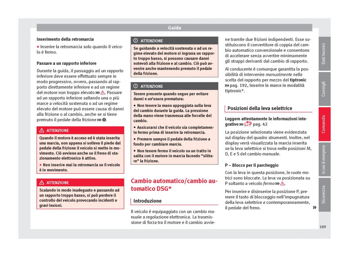 Seat Ateca manuale del proprietario / page 191