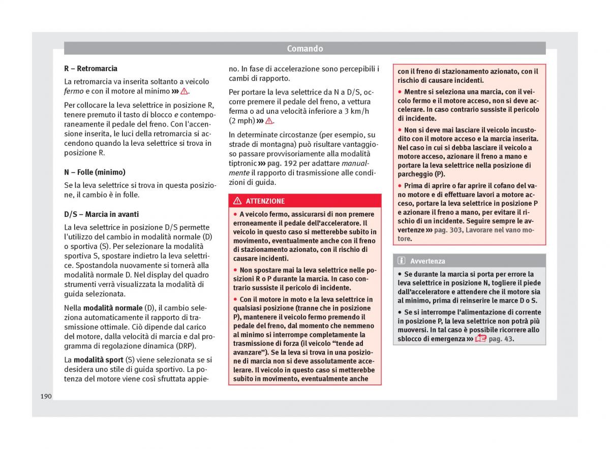 Seat Ateca manuale del proprietario / page 192