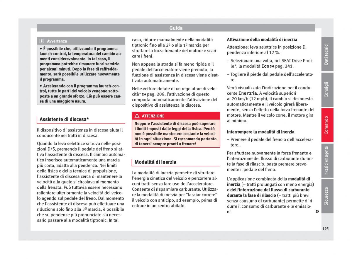 Seat Ateca manuale del proprietario / page 197