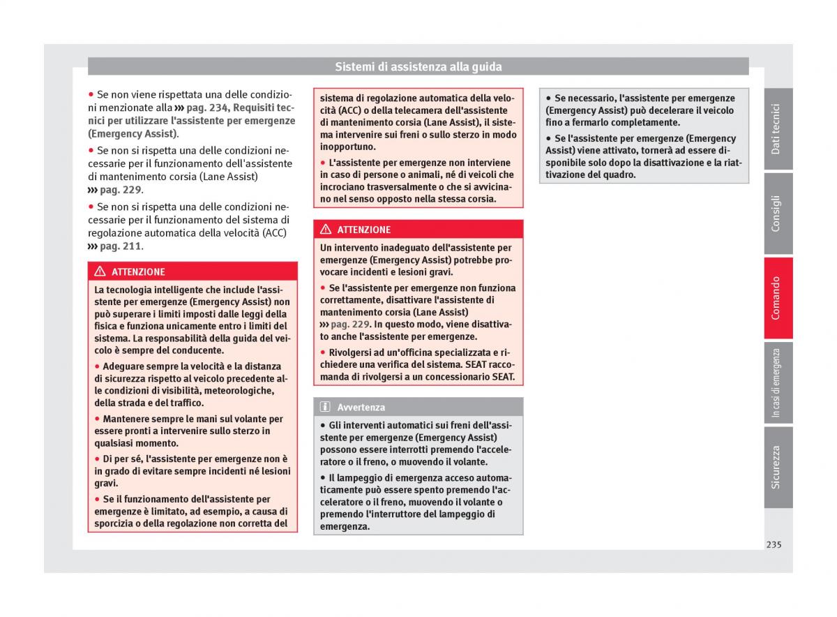 Seat Ateca manuale del proprietario / page 237