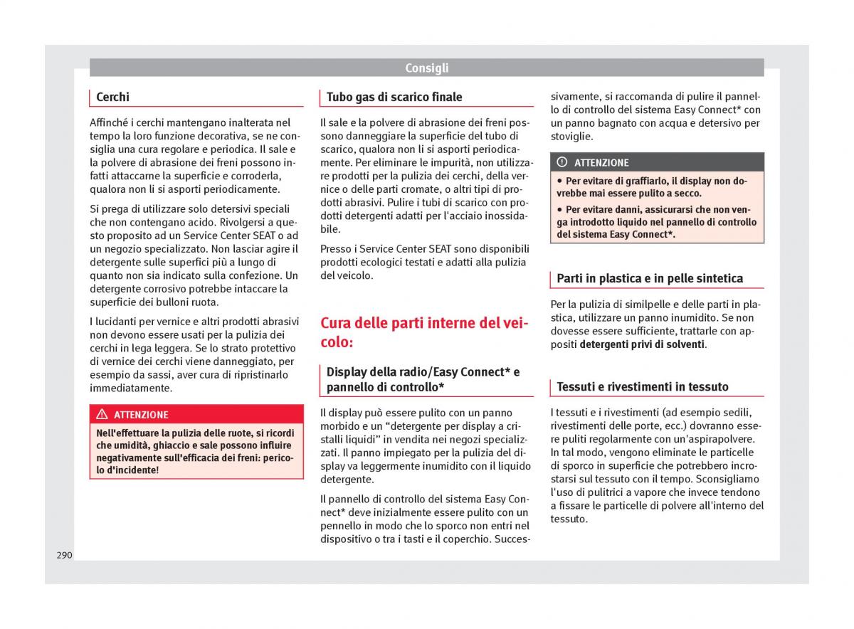 Seat Ateca manuale del proprietario / page 292