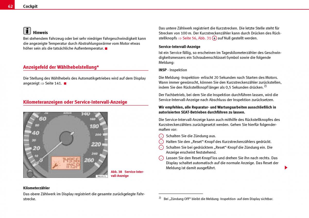 Seat Ibiza III 3 Handbuch / page 64