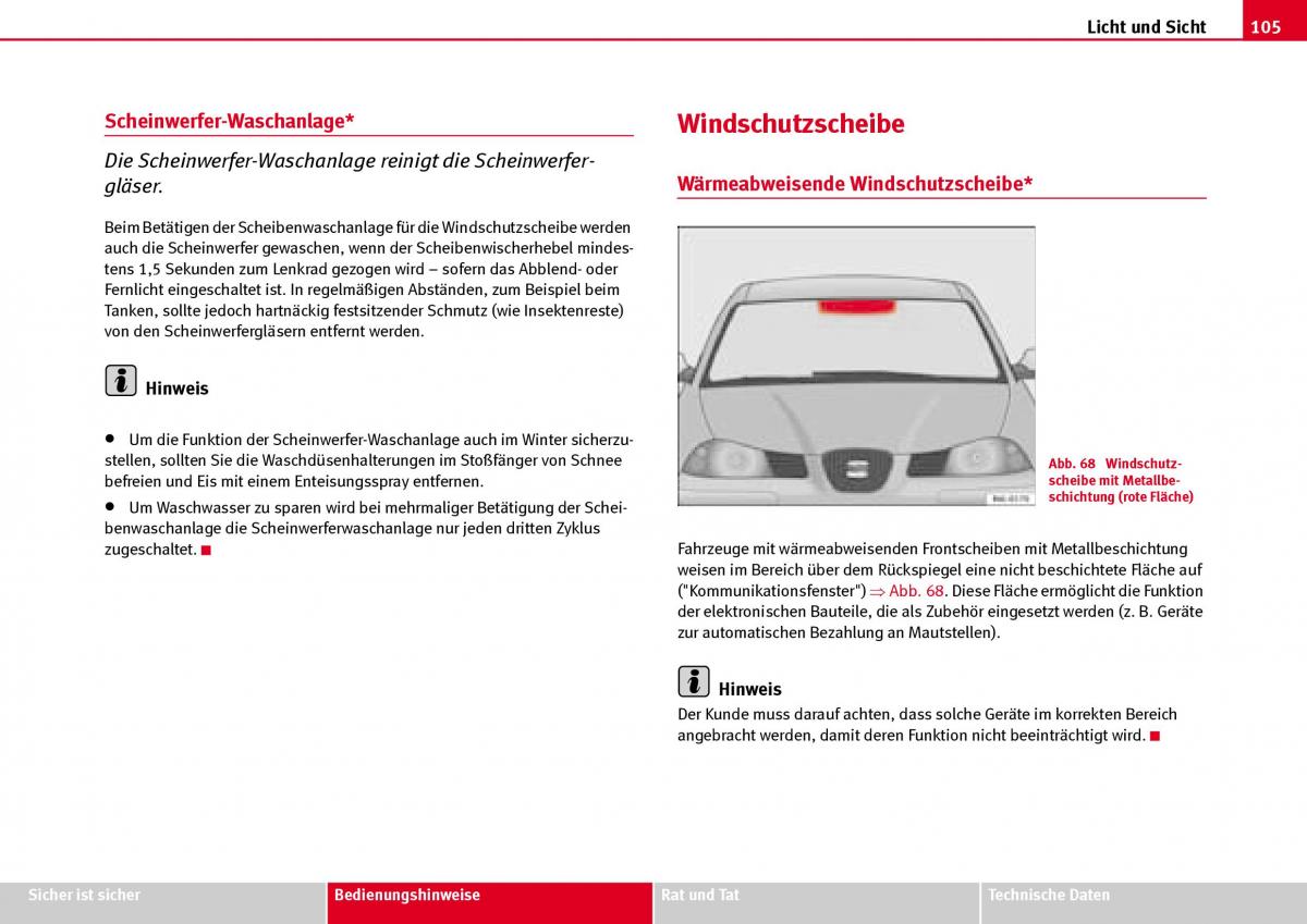 Seat Ibiza III 3 Handbuch / page 107