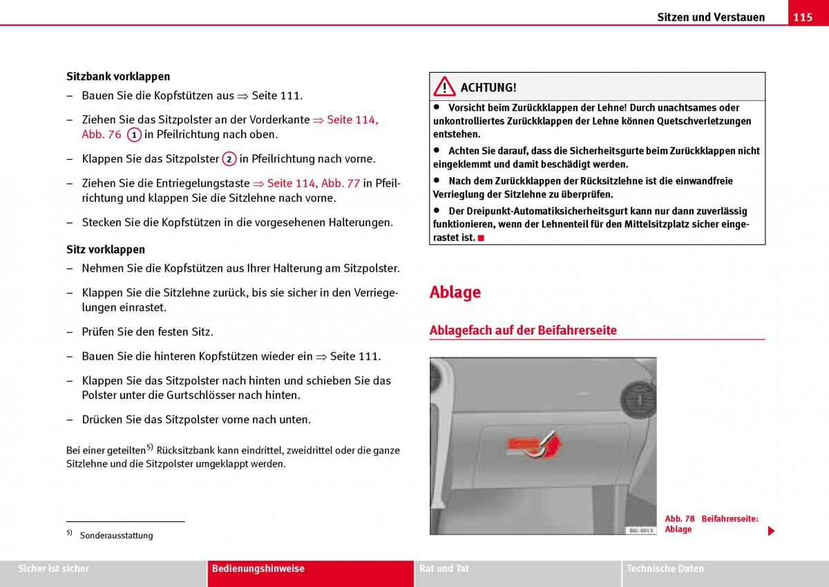 Seat Ibiza III 3 Handbuch / page 117