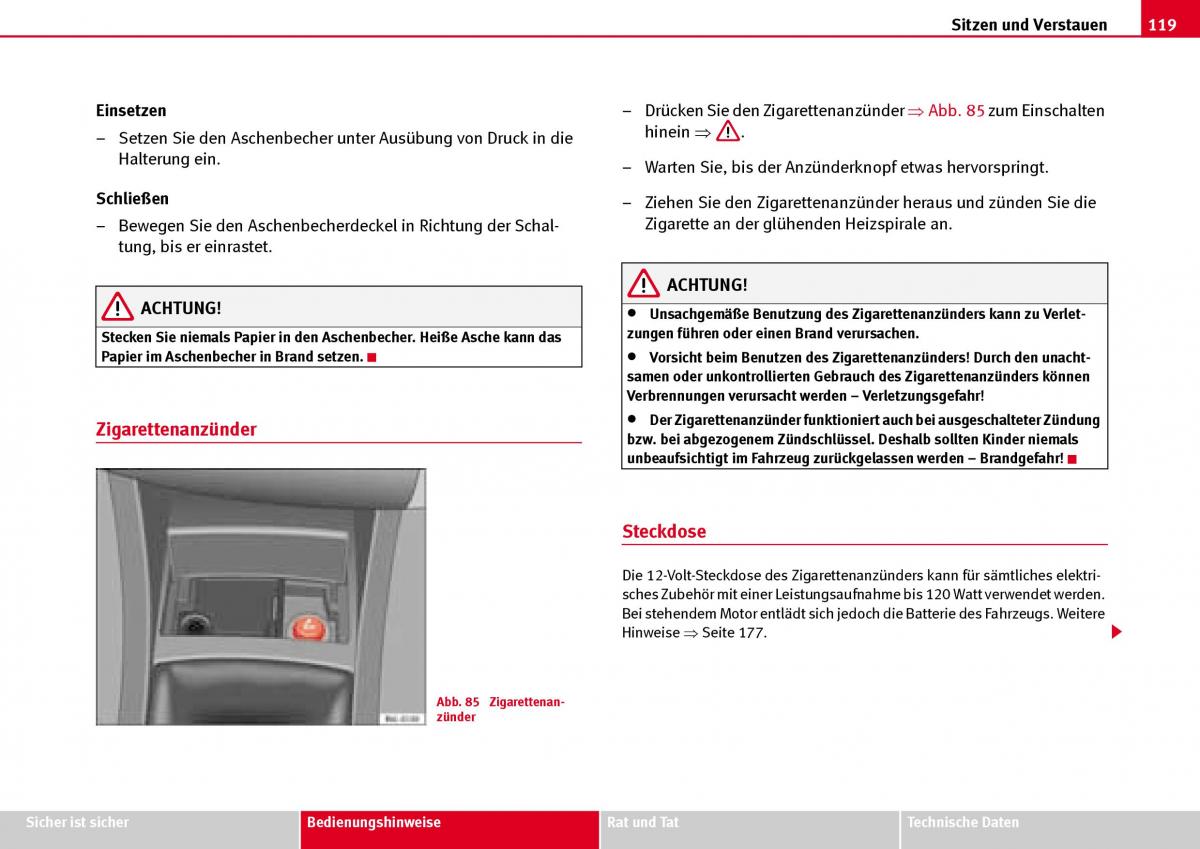 Seat Ibiza III 3 Handbuch / page 121