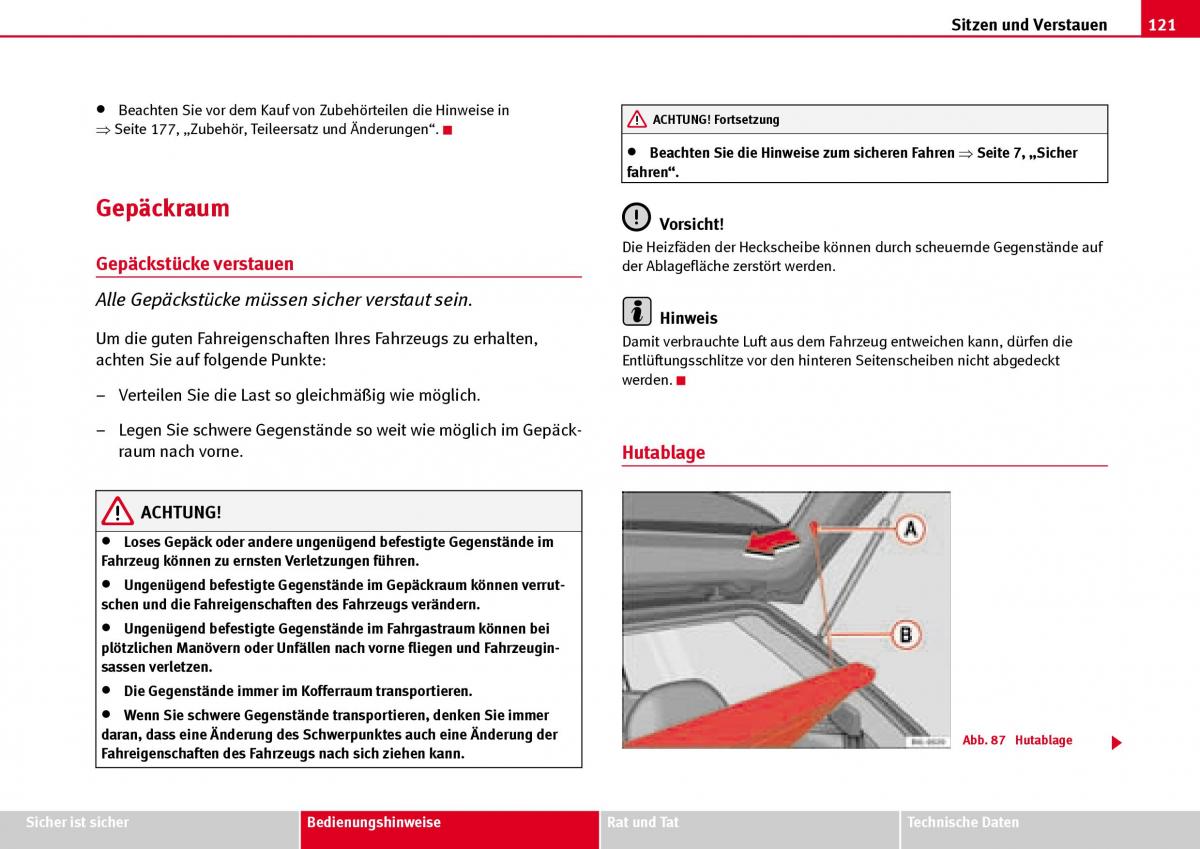 Seat Ibiza III 3 Handbuch / page 123