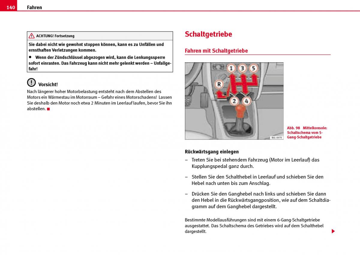 Seat Ibiza III 3 Handbuch / page 142