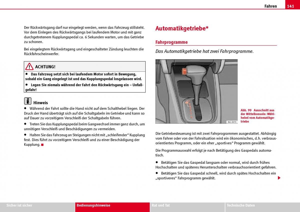 Seat Ibiza III 3 Handbuch / page 143