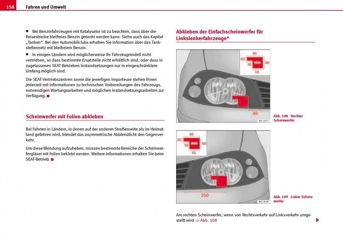 Seat Ibiza III 3 Handbuch / page 160