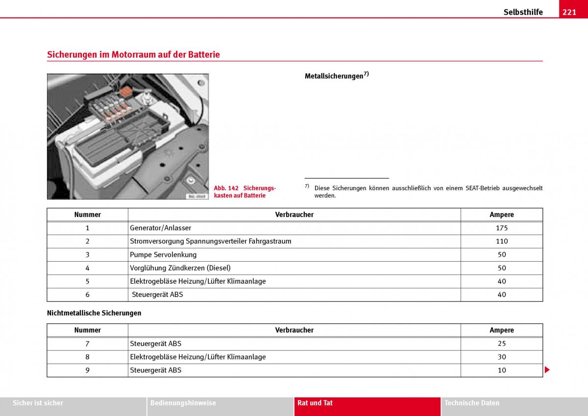 Seat Ibiza III 3 Handbuch / page 223