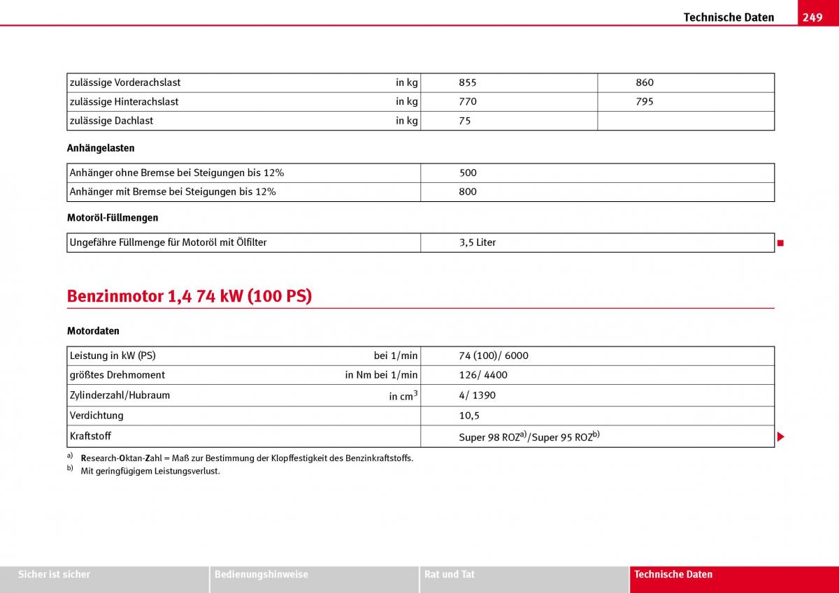 Seat Ibiza III 3 Handbuch / page 251